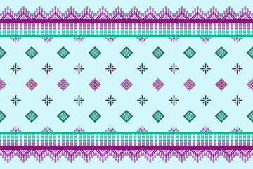 Geometric pixelated Arabic patterns on the fabric reflect the ornate and ethnicity,grid floral,pixel colourful, backgrounds, seamless grid design for carpet,textile,textured,wallpaper,print,decorate 