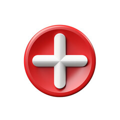 Fototapeta premium Red Plus Sign Button - 3D Add Icon for Web and UI
