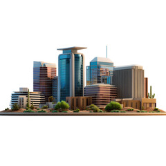 Modern city skyline showcases innovative architecture in a vibrant downtown area during daylight hours