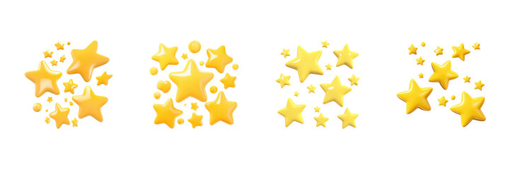 Obraz premium Yellow Star Shapes Set. Decorative Elements For Design Projects Collection Isolated On Transparent Background