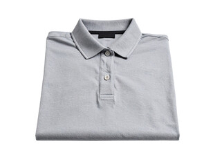 Simple and classic folded gray polo shirt, showcasing its comfortable texture, collar
