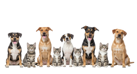 Adorable Dogs And Kittens Sitting Together