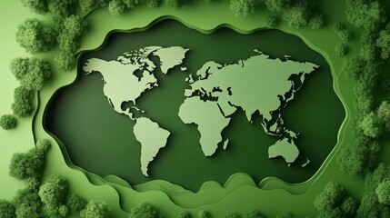 World Environment Day Banner - Blossoming Globe in Springtime. Globe surrounded by spring flowers on verdant background.