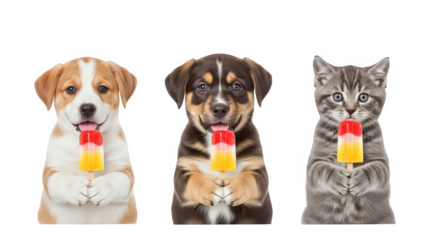 Cute Pets Enjoying Summer Popsicles