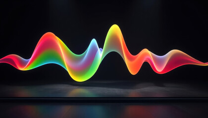 Abstract Colorful Wavy Light Forms on a Dark Background, Modern Digital Art and Design Element