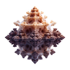 Futuristic Organic Fractal Structure with Geometric Coral Texture Isolated on Transparent Background

