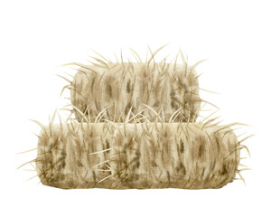 Watercolor haystack pile hand drawn illustration isolated on white. Village farm hayloft landscape design for feeding of livestock animals. Agriculture clip art. Straw pyramid bunch