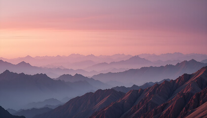 Obraz premium Pastel Dawn Over Foggy Hills