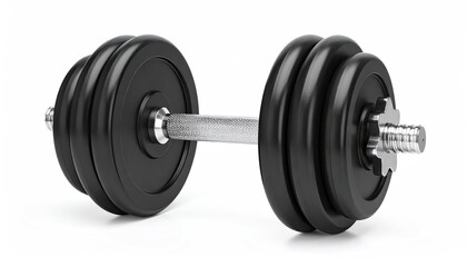 Fototapeta premium Black dumbbell on white background
