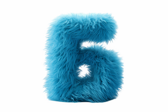 Fluffy Blue Number Six - Furry 3D Render