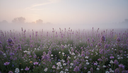 Naklejka premium lavender field in the morning