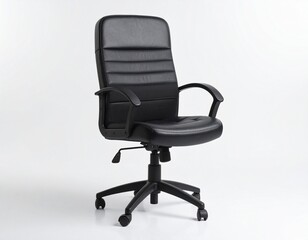 Black Ergonomic Office Chair on White Background: Modern Workspace Furniture