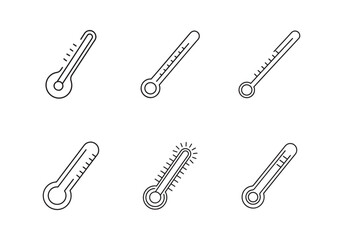 set of climate change thermometer icon line art vector illustration