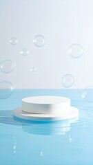 Cosmetic Display on Liquid Surface with Transparent Bubbles