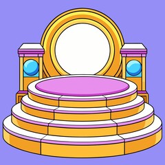 vector illustration of a podium with a gold medal