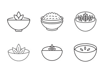 set of oatmeal icon line art vector illustration