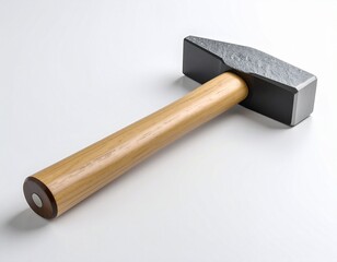 Granite Head Hammer with Wooden Handle on White Background &ndash; Heavy Duty Tool