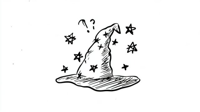Magic Witch Hat Floating Among Stars