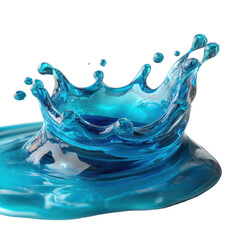Water splash creates a stunning crown shape in bright blue liquid during a creative photography session
