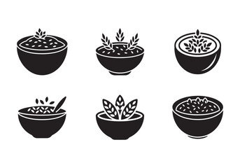 set of oatmeal icon silhouette vector illustration