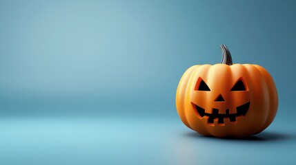 Halloween pumpkin with blue backdrop autumn celebration holiday design.