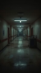 Empty hospital corridor with a creepy atmosphere