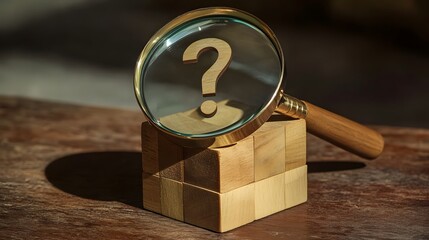 Wooden Puzzle Cubes with Magnifying Glass and Question Mark