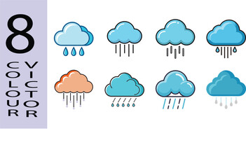 Rain Cloud Flat Illustration Minimalist Weather Vector Design