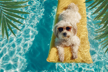 수영장의 강아지