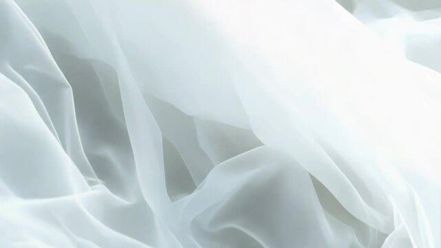 White transparent fabric forming elegant waves background