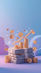A vibrant and modern digital marketing banner representing money, value, and investments