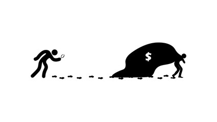 economic crime symbol, black isolated silhouette