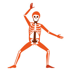 Fun Skeleton Yoga Pose Clean Vector Design for Wellness and Anatomy Education


