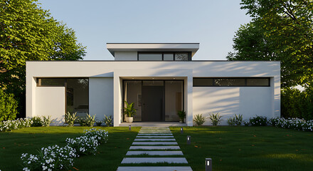 modern house with garden