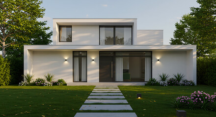 modern house with garden