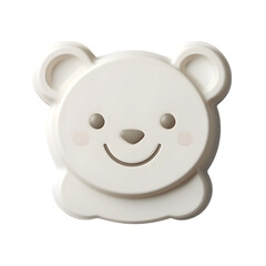 Fototapeta premium realistic kids bear-shaped eraser mockup, top view with a smile, isolated on transparent background