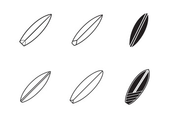 surfboard icon line art vector illustration