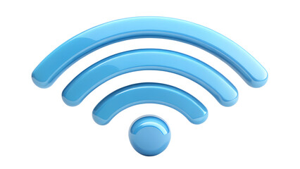 Blue Glossy Wifi Symbol on Transparent Background