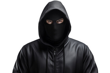 Masked Person in Black Balaclava and Hood