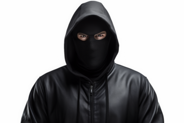 Masked Person in Black Balaclava and Hood