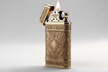 Ornate gold lighter, open