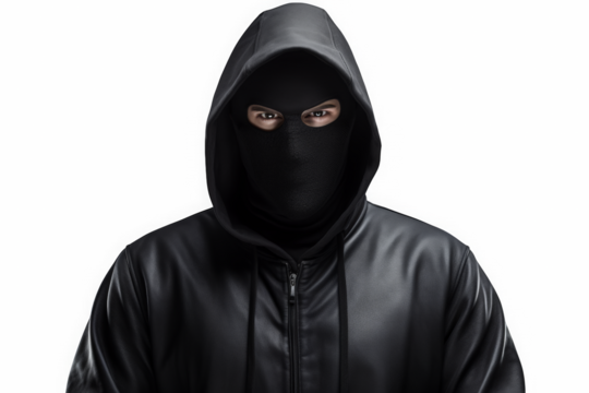 Masked Person in Black Balaclava and Hood