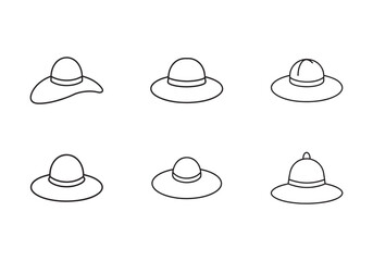 set of sun hat icon silhouette vector illustration