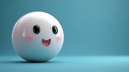 Happy sphere with emoji on blue background website design.
