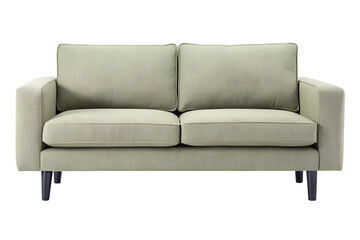 Fototapeta premium Modern two seater sofa in light green on transparent background