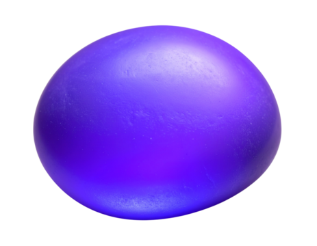 Minimalist Single Glow Pebble with Neon Purple Hue, Close-Up, Isolated on Transparent Background