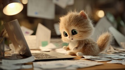 Cute Kitten Working on Laptop/ラップトップで働くキュートな子猫5