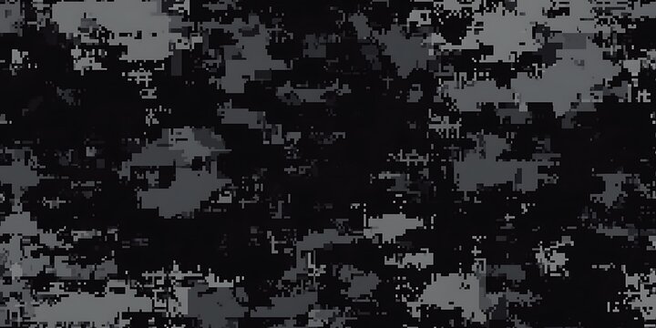
Digital pixel camouflage black seamless pattern. Digital Camo background, military pattern, army and sport clothing, urban fashion. black Pixel Camouflage.

