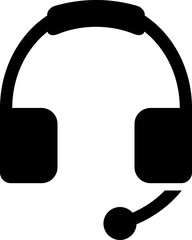 Black headphone with microphone icon PNG