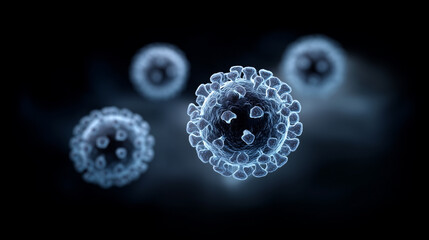 Digital virus structure representing cutting edge biotechnology and healthcare innovation